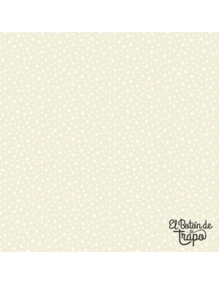 Tela Tono sobre Tono crema con estampado de estrellas
