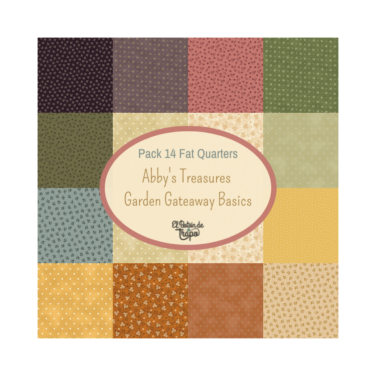 Pack o Bundle de 14 Fat Quarters Abby's Treasures Garden Gateaway