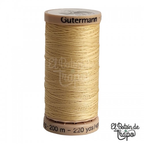 Hilo de acolchar Gütermann Beige 829, algodón encerado de 200 metros