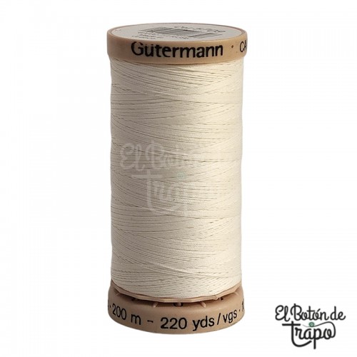 Hilo de acolchar Gütermann Blanco 5709, algodón encerado de 200 metros