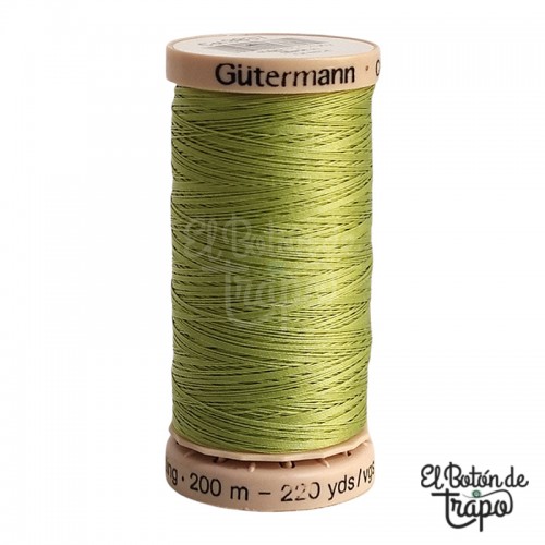 Hilo de acolchar Gütermann verde claro 9837, algodón encerado de 200 metros.