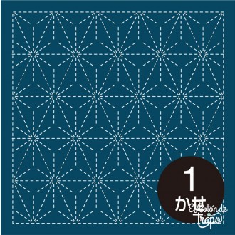 Tela Sashiko Azul Preimpresa Estrellas 206