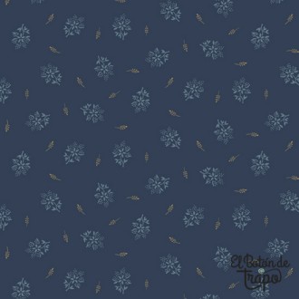 Tela Old Blue Calicos Obedience Bloom Navy