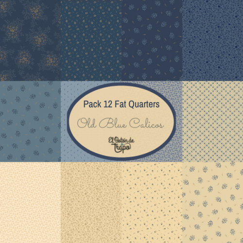 Pack 12 Fat Quarters Old Blue Calicos