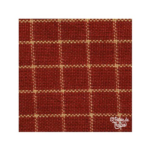 Tela Country Dunroven para Patchwork granate H303. Tela Homespun