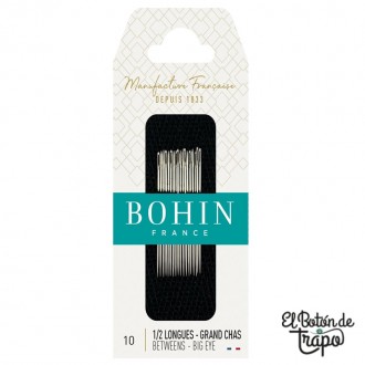 Agujas BOHIN Semilargas Patchwork Ojo Grande No.10 para Acolchado