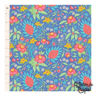 Tela Tilda Bloomsville Flowertangle Blue 2