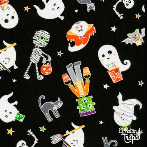 Tela Halloween Glow-O-Ween Ghosts