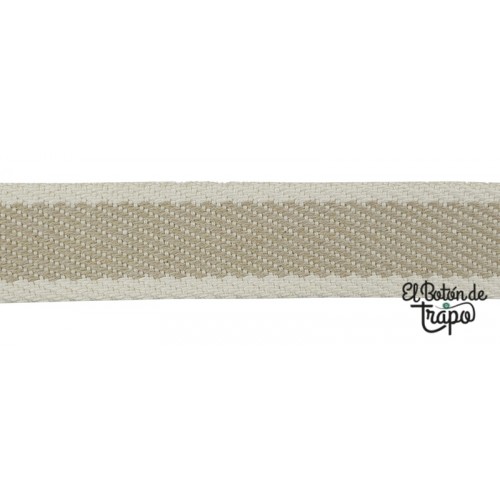 Cinta Espiga Rayas Algodón 3 cm Beige