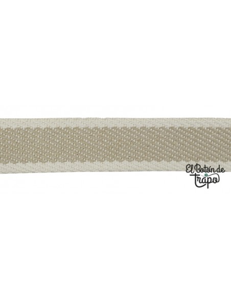 Cinta Espiga Rayas Algodón 3 cm Beige