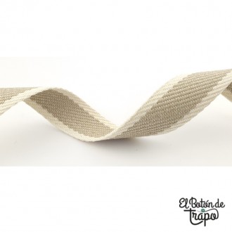 Cinta Espiga Rayas Algodón 3 cm Beige