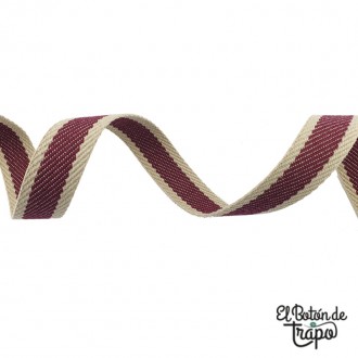 Cinta Espiga Rayas Algodón 3 cm Granate