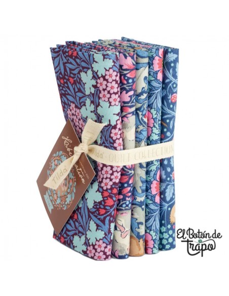 Pack 5 Fat Quarters Tilda Hibernation Blue/Eggplant