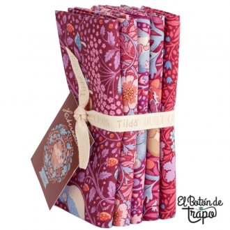 Pack 5 Fat Quarters Tilda Hibernation Hibicus/Mulberry