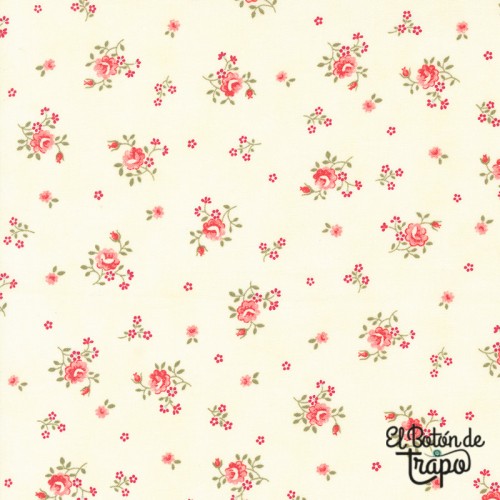 Tela Moda Fabrics Etchings Florecitas Natural