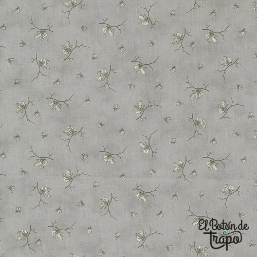 Tela Moda Fabrics Etchings Mariposas Gris