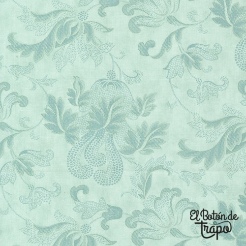 Tela Moda Fabrics Etchings Flores de Damasco Agua