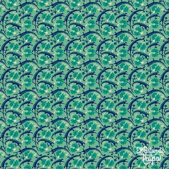 Tela Kim Diehl Quiet Grace Vintage Floral Aqua
