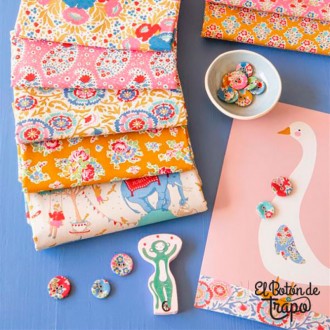 Pack 5 Fat Quarters Tilda Jubilee Mustard/Pink 2