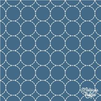 Tela Preimpresa Sashiko Cosmo Circulos Azul Indigo