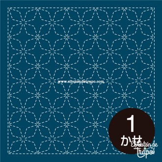Tela sashiko azul preimpresa estrellas 202 Olympus