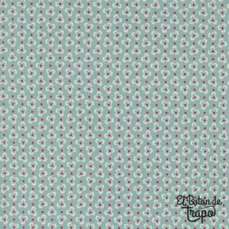 Tela turquesa con tréboles de la colección My Summer House de Bunny Hill Designs Moda Fabrics