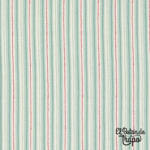 Tela de rayas turquesa de la colección My Summer House de Bunny Hill Designs Moda Fabrics