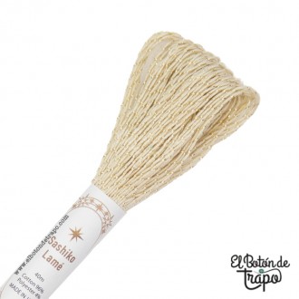 Hilo Sashiko Lamé Beige con hilo dorado de Olympus