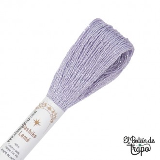 Hilo Sashiko Lamé lila con hilo plateado de Olympus