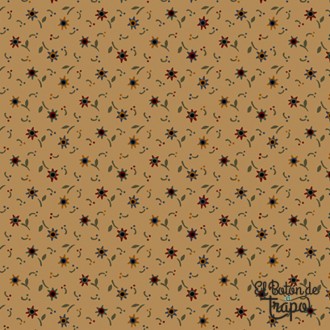 Tela Marcus Primitive Traditions flores dorado