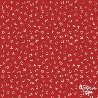Tela EQP Forward to the Past ABC Rosehip Roja con estampado de letras