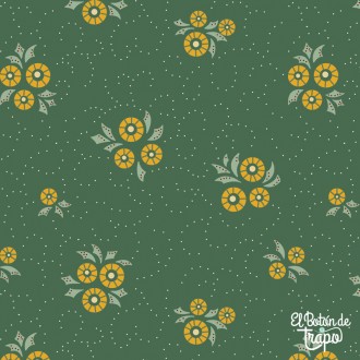 Tela Patchwork EQP Colección Forward to the Past Wheel of Fortune Verde