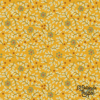 Tela Patchwork EQP Textiles colección Forward to the Past Hollyberry Rosehip MOSTAZA