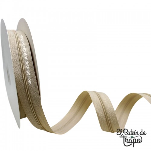 Cremallera continua beige