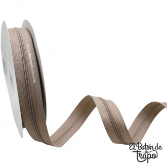 Cremallera continua color café con leche