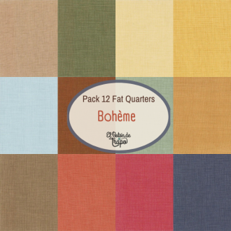 Pack 12 Fat Quarters Bohème. Telas Pachwork Precortadas