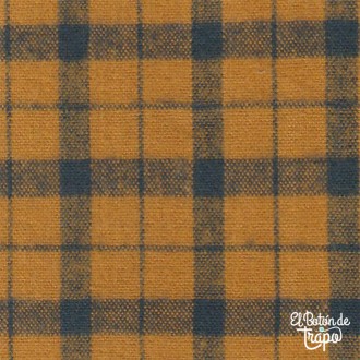 Tela Country para Patchwork de color amarillo miel con cuadros azules