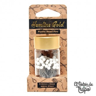 Alfileres Blancos Punta de Plástico Hemline Gold