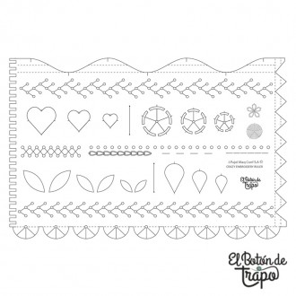 regla para marcar puntos de bordado crazy