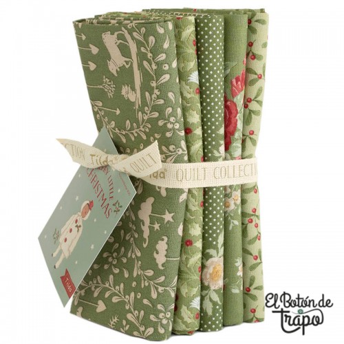 Pack 5 Fat Quarters Tilda Merry Little Christmas Green