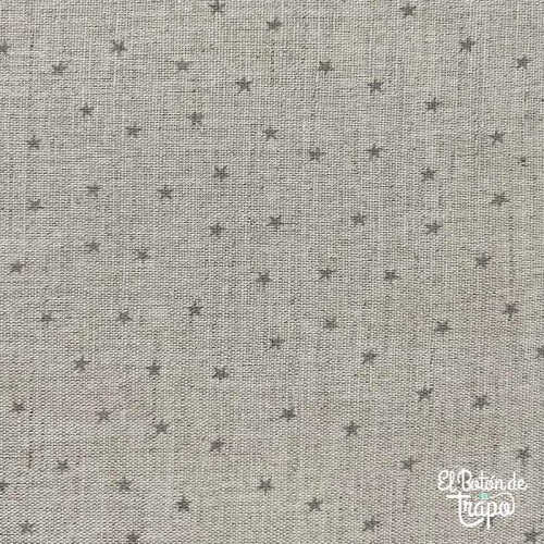 Tela Lino Beige con Estrellas Grises