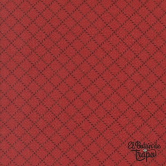Franela Patchwork Prairie Gatherings Stitched Grid Rojo de Primitive Gatherings