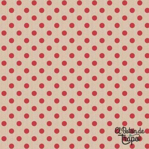 Tela Tramada Tilda Creating Memories PolkaDot Ginger Lunares Rojo