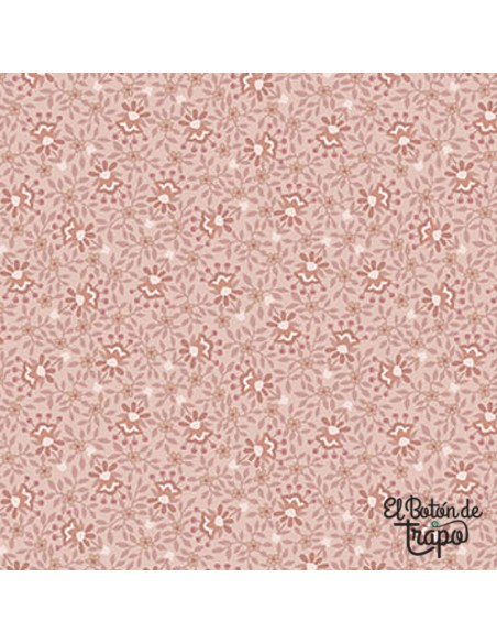 Tela de algodón 100% Simply Charming con diseño de florecitas en tono rosa, ideal para patchwork y quilting.
