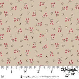 Tela patchwork Simply Charming en topo con estampado de ramos de flores. Diseño suave y artesanal de Janet Rae Nesbitt. 2