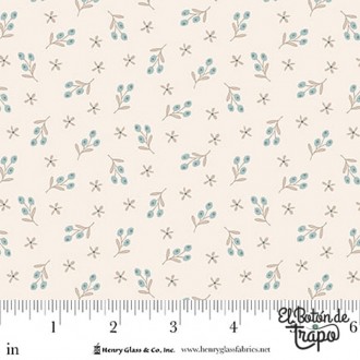 Tela Simply Charming crema con ramos de flores azules para patchwork. 2