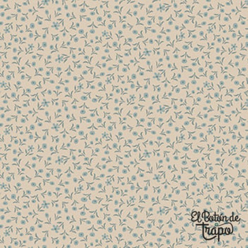 Tela Simply Charming Taupe Blue Tiny...