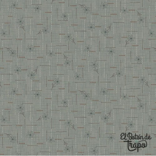 Tela de algodón 100% Simply Charming con diseño de margaritas en tono azul, ideal para patchwork y quilting.
