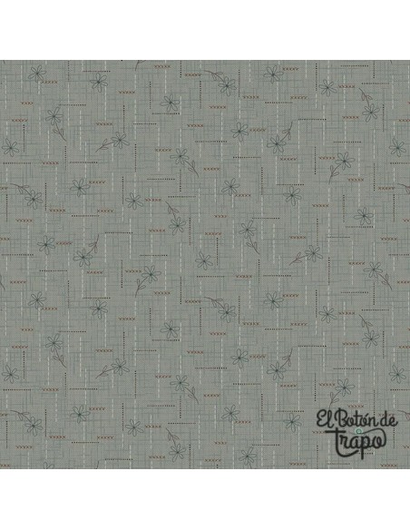 Tela de algodón 100% Simply Charming con diseño de margaritas en tono azul, ideal para patchwork y quilting.