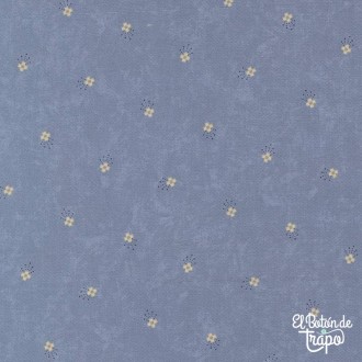Tela Bluebird’s Nest – Azul con pequeñas flores amarillas diseño de Kansas Troubles para Moda Fabrics